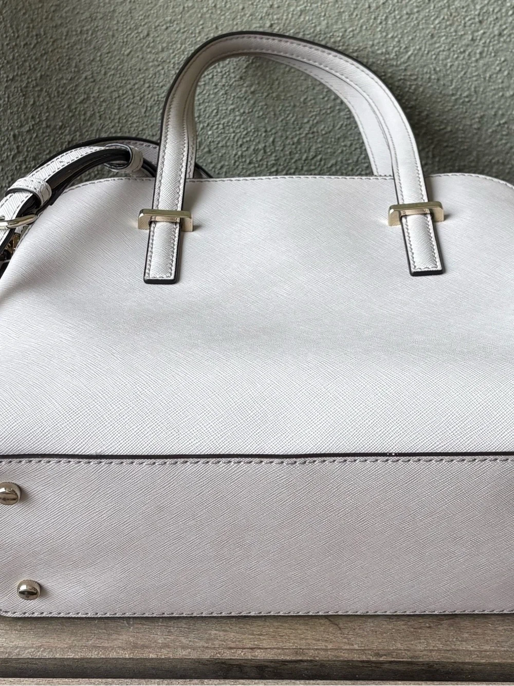 kate spade taupe Maise Cedar Street Leather Dome Satchel with Crossbody Strap